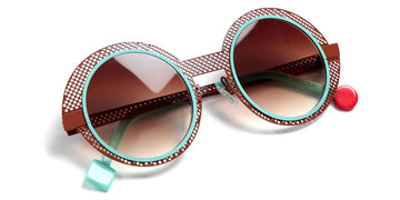 Sabine Be® Be Val De Loire Hole Sun SB Be Val De Loire Hole Sun 494 50 - Shiny Camel Perforated / Turquoise Satin Sunglasses