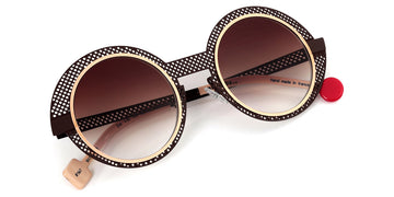 Sabine Be® Be Val De Loire Hole Sun SB Be Val De Loire Hole Sun 567 50 - Satin Dark Chocolate Perforated / Polished Rose Gold Sunglasses