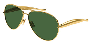 Bottega Veneta® BV1305S BV1305S 001 64 - Gold / Green Sunglasses