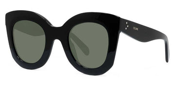 Celine® CL4005IN CLN CL4005IN 01N 47 - Shiny Black / Green Sunglasses