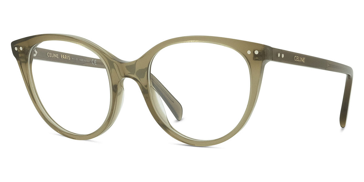 Celine® CL50068I CLN CL50068I 093 52 - Shiny Transparent Dark Khaki Eyeglasses