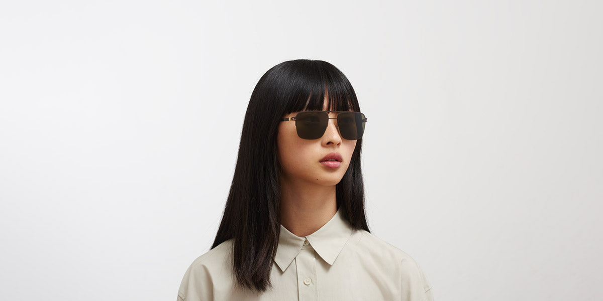 Mykita® COLBY MYK COLBY Gold/Dark Brown / Raw Green Solid 55 - Gold/Dark Brown / Raw Green Solid Sunglasses