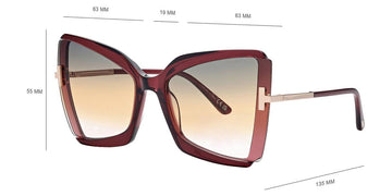 Tom Ford® FT0766 Gia FT0766 Gia 69T 63 - 69T - Shiny Bordeaux Sunglasses