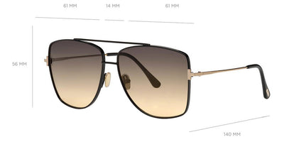 Tom Ford® FT0838 REGGIE FT0838 REGGIE 01B 61 - 01B - Shiny Black / Shiny Rose Gold Sunglasses