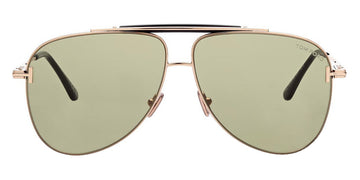 Tom Ford® FT1018 Brady FT1018 Brady 28N 60 - 28N - Shiny Rose Gold, Shiny Black, t" Logo / Green Lenses" Sunglasses