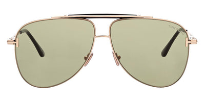 Tom Ford® FT1018 Brady FT1018 Brady 28N 60 - 28N - Shiny Rose Gold, Shiny Black, t" Logo / Green Lenses" Sunglasses