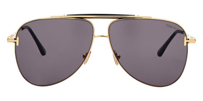 Tom Ford® FT1018 Brady FT1018 Brady 30A 60 - 30A - Shiny Deep Gold, Shiny Black, t" Logo / Smoke Lenses" Sunglasses