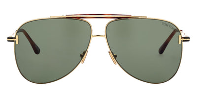 Tom Ford® FT1018 Brady FT1018 Brady 30N 60 - 30N - Shiny Deep Gold, Shiny Classic Havana, t" Logo / Green Lenses" Sunglasses