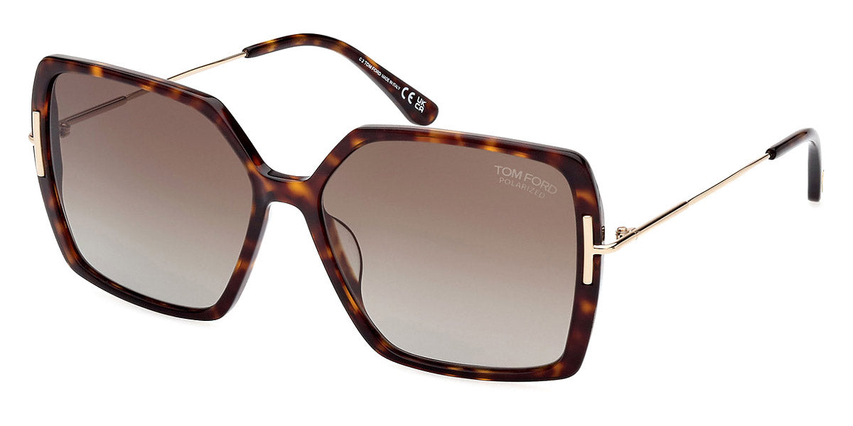 Tom Ford® FT1038 Meryl FT1038 Meryl 56Z 64 - 56Z - Shiny Burgundy Havana, Rose Gold, t" Logo / Gradient Brown Lenses" Sunglasses