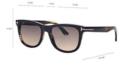 Tom Ford® FT1046-P FT1046-P 64B 53 - Colored Horn / Gradient Smoke Sunglasses