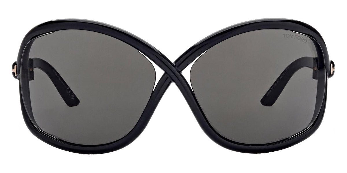 Tom Ford® FT1068 Bettina FT1068 Bettina 01A 68 - 01A - Shiny Black, t" Logo / Smoke Lenses" Sunglasses