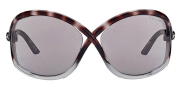 Tom Ford® FT1068 Bettina FT1068 Bettina 55C 68 - 55C - Grad Dark Havana To Transp Grey, t" Logo / Light Smoke W Silver Flash" Sunglasses