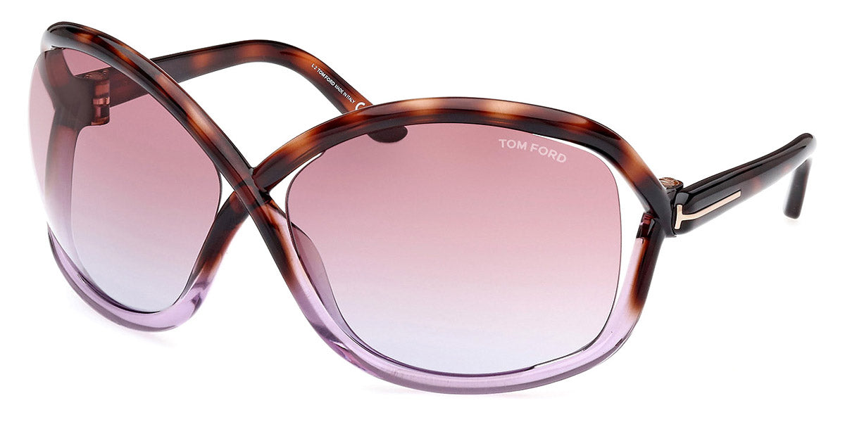 Tom Ford® FT1068 Bettina FT1068 Bettina 56Z 68 - 56Z - Grad Blonde Havana To Transp Violet, t" Logo / Gradient Violet Lenses" Sunglasses