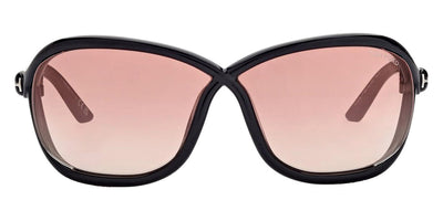 Tom Ford® FT1069 Fernanda FT1069 Fernanda 01Z 68 - 01Z - Shiny Black, t" Logo / Gradient Violet To Peach Mirror Lenses" Sunglasses