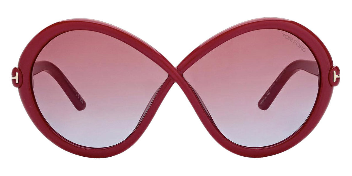 Tom Ford® FT1070 Jada FT1070 Jada 75Y 68 - 75Y - Shiny Dark Fuschia, t" Logo / Gradient Purple To Light Blue Lenses" Sunglasses