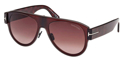 Tom Ford® FT1074 Lyle-02 FT1074 Lyle-02 48T 58 - 48T - Gunmetal, Transp Brown, Red Havana, t" Logo /gradient Bordeaux Lenses" Sunglasses