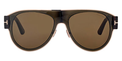 Tom Ford® FT1074 Lyle-02 FT1074 Lyle-02 51J 58 - 51J - Shiny Rose Gold, Transp Khaki, Dark Havana, t" Logo / Roviex Lenses" Sunglasses