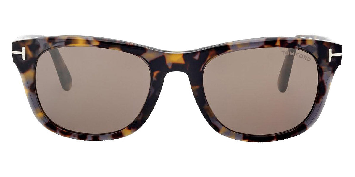 Tom Ford® FT1076 Kendel FT1076 Kendel 55L 54 - 55L - Shiny Vintage Grey Havana, t" Logo / Roviex Mirror Lenses" Sunglasses