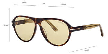 Tom Ford® FT1080 QUINCY FT1080 QUINCY 52N 59 - 52N - Dark Havana / Shiny Light Yellow Sunglasses