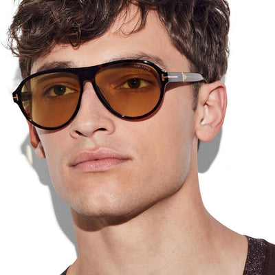 Tom Ford® FT1080 QUINCY FT1080 QUINCY 52N 59 - 52N - Dark Havana / Shiny Light Yellow Sunglasses