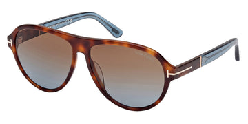 Tom Ford® FT1080 QUINCY FT1080 QUINCY 53F 59 - 53F - Blonde Havana / Shiny Light Blue Sunglasses