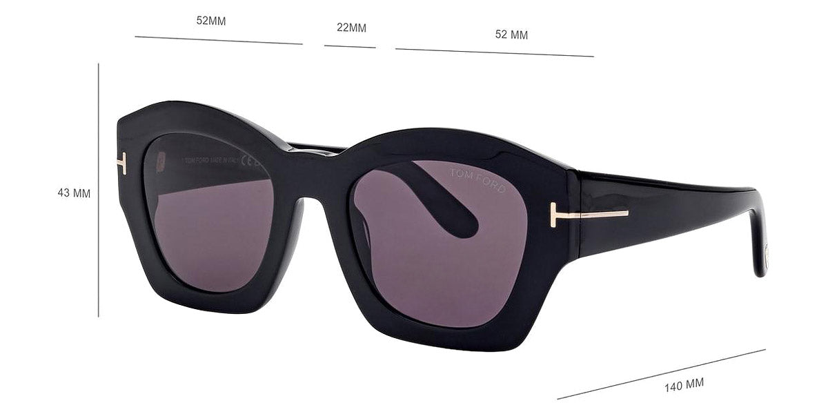 Tom Ford® FT1083 GUILLIANA FT1083 GUILLIANA 01A 52 - 01A - Shiny Black / Shiny Black Sunglasses