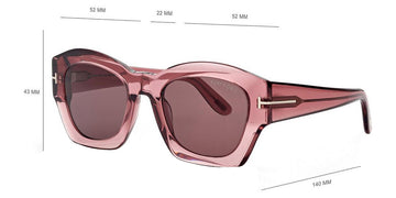 Tom Ford® FT1083 GUILLIANA FT1083 GUILLIANA 72E 52 - 72E - Shiny Dark Pink / Shiny Dark Pink Sunglasses