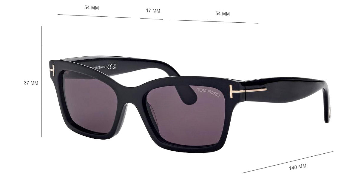 Tom Ford® FT1085 MIKEL FT1085 MIKEL 01A 54 - 01A - Shiny Black / Shiny Black Sunglasses