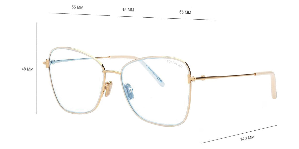 Tom Ford® FT5906-B FT5906-B 025 55 - 025 - Shiny Ivory / Shiny Deep Gold Eyeglasses