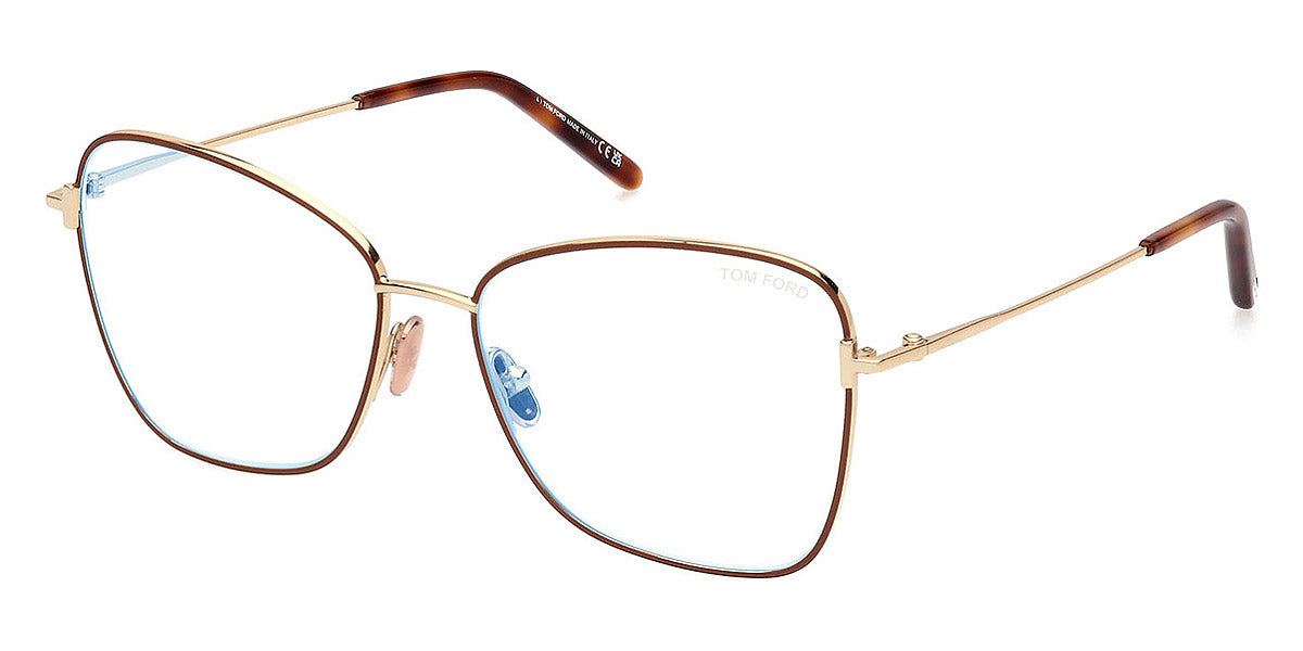 Tom Ford® FT5906-B FT5906-B 046 55 - 046 - Light Brown/Monocolor / Shiny Deep Gold Eyeglasses