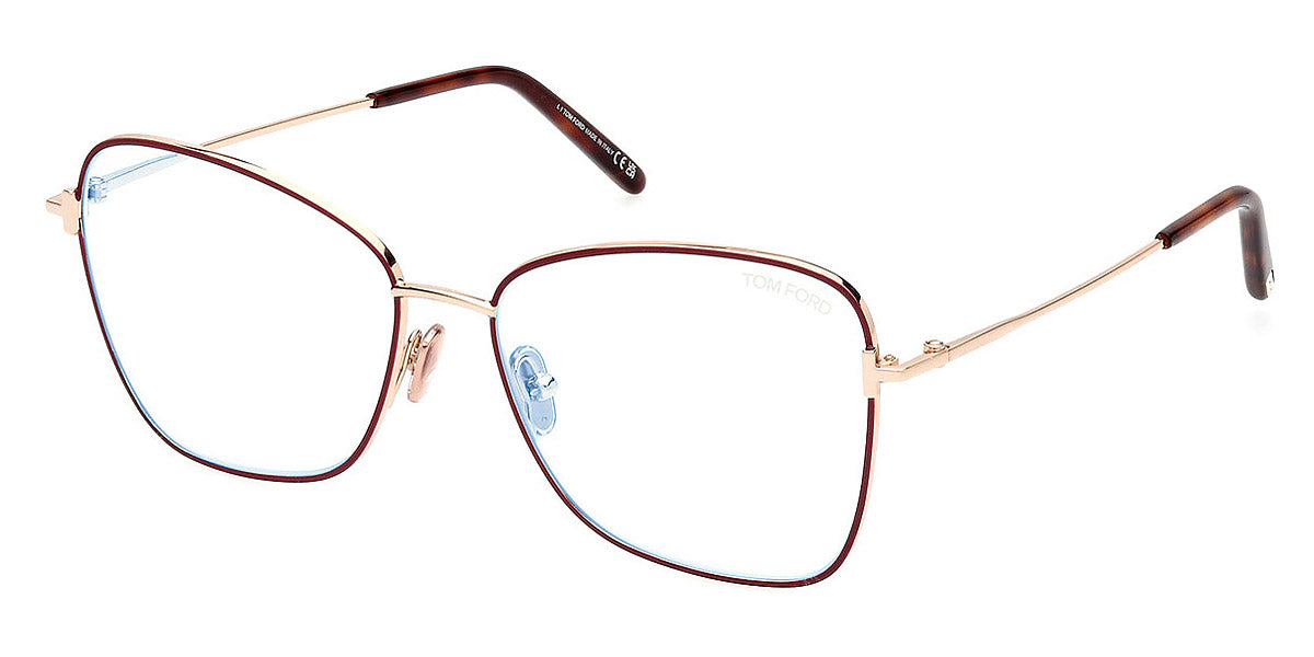 Tom Ford® FT5906-B FT5906-B 069 55 - 069 - Bordeaux/Monocolor / Shiny Pale Gold Eyeglasses