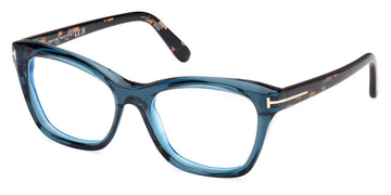 Tom Ford® FT5909-B FT5909-B 092 53 - 092 - Shiny Turquoise / Havana Eyeglasses