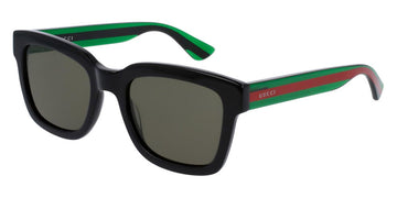 Gucci® GG0001SN GUC GG0001SN 002 52 - Black/Green Sunglasses