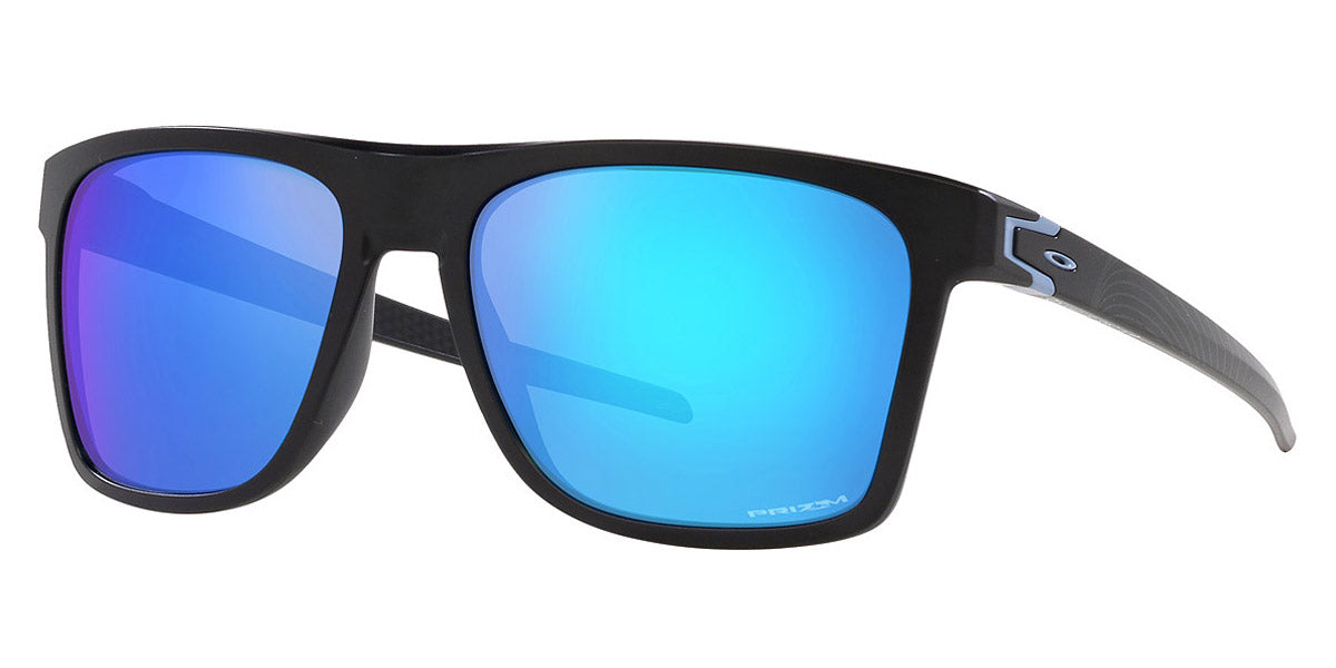 Oakley® OO9100 Leffingwell OO9100 910012 57 - Matte Black / Prizm Sapphire Mirrored Sunglasses