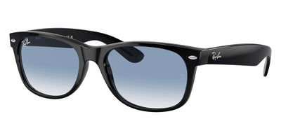 Ray-Ban® New Wayfarer Low Bridge Fit RB2132F RB2132F 901/3A 55 - Black with Clear Gradient Green lenses Sunglasses