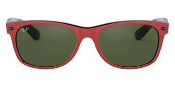 Ray-Ban® New Wayfarer Scuderia Ferrari Collection RB2132M RB2132M F63931 55 - Matte Red On Black with G-15 Green lenses Sunglasses