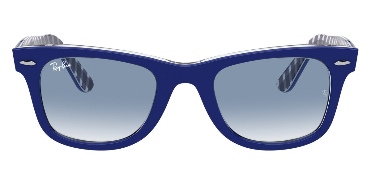 Ray-Ban® Wayfarer RB2140F RB2140F 13193F 52 - Blue On Vichy Blue/White with Clear Gradient Blue lenses Sunglasses