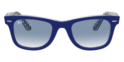 Ray-Ban® Wayfarer RB2140F RB2140F 13193F 52 - Blue On Vichy Blue/White with Clear Gradient Blue lenses Sunglasses