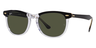 Ray-Ban® EagleEye RB2398 RB2398 129431 56 - Black on Transparent with Green lenses Sunglasses