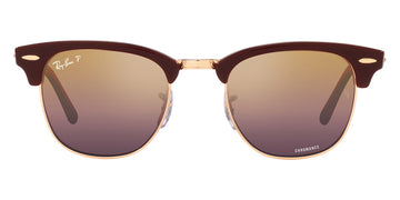 Ray-Ban® Clubmaster Low Bridge Fit RB3016F RB3016F 1365G9 55 - Bordeaux on Rose Gold with Polarized Red lenses Sunglasses