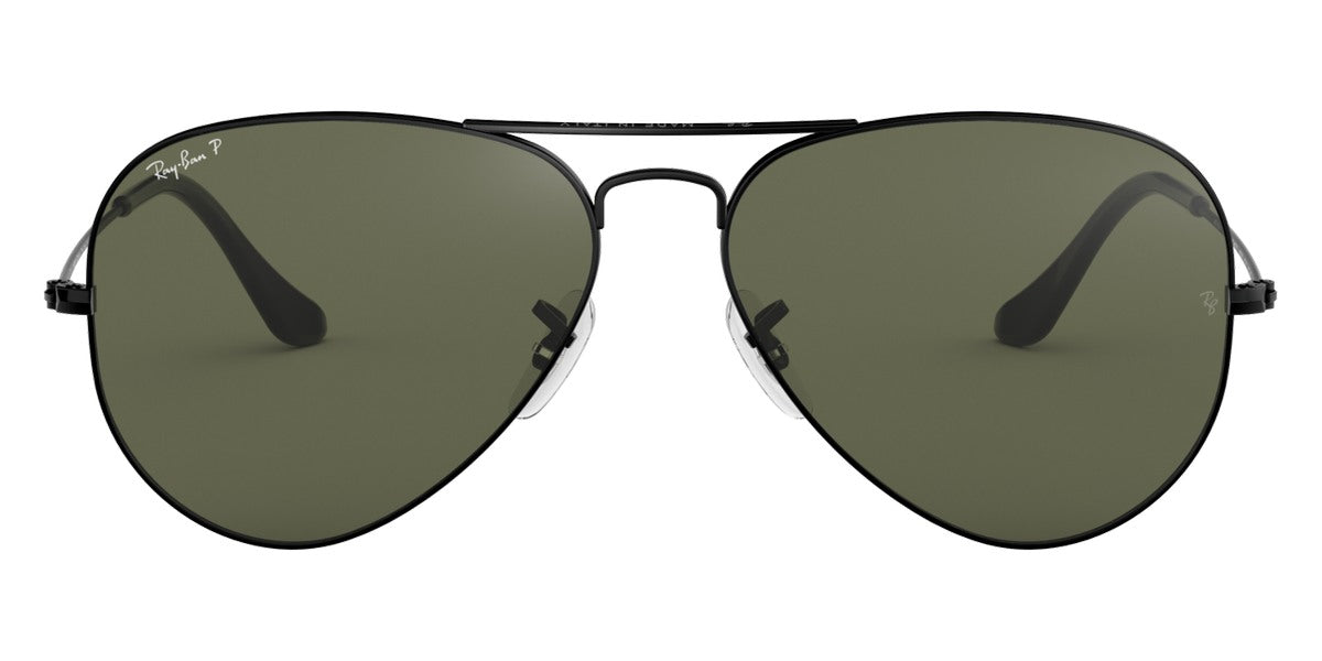 Ray-Ban® Aviator RB3025 62 RB3025 002/58 62 - Black with G-15 Green Polarized lenses Sunglasses