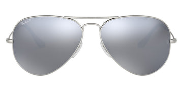 Ray-Ban® Aviator RB3025 58 RB3025 019/W3 58 - Matte Silver with Dark Gray Mirrored Polarized lenses Sunglasses