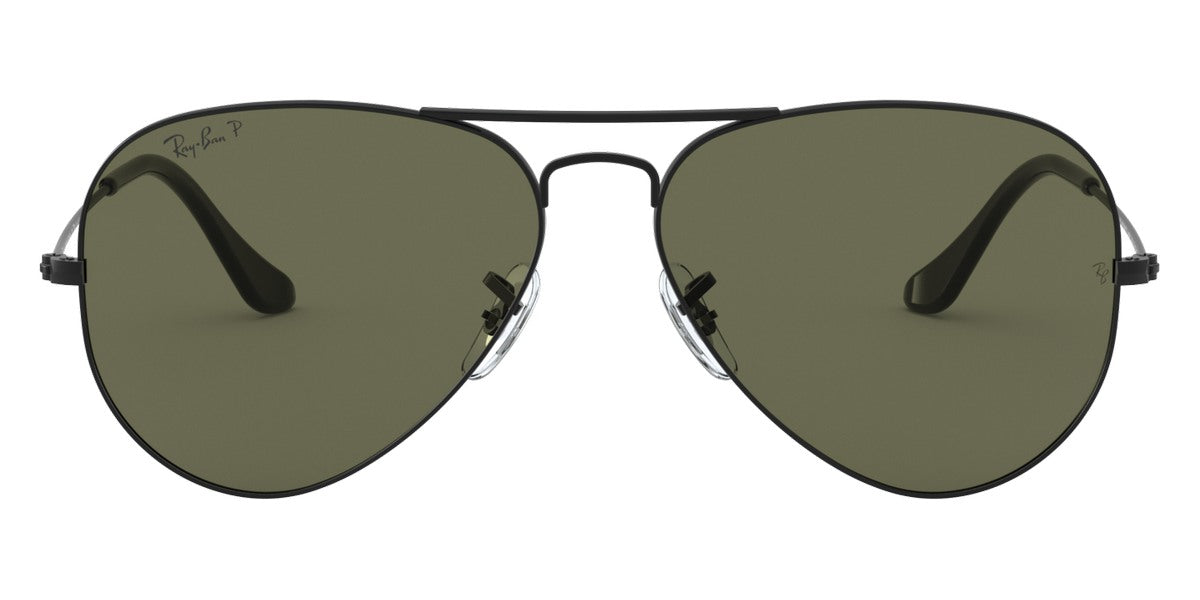 Ray-Ban® Aviator RB3025 58 RB3025 W3361 58 - Matte Black with G-15 Green Polarized lenses Sunglasses