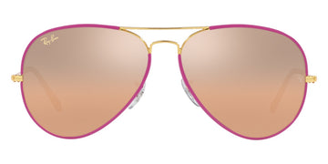 Ray-Ban® Aviator Full Color RB3025Jm RB3025JM 91963E 58 - Violet On Legend Gold with Pink Mirrored Gradient Gray lenses Sunglasses