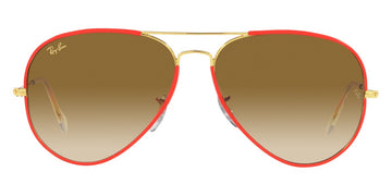 Ray-Ban® Aviator Full Color RB3025Jm RB3025JM 919651 62 - Red On Legend Gold with Clear Gradient Brown lenses Sunglasses