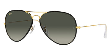 Ray-Ban® Aviator Full Color RB3025Jm RB3025JM 919671 58 - Black On Legend Gold with Gray Gradient lenses Sunglasses