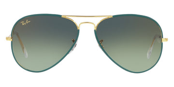 Ray-Ban® Aviator Full Color RB3025Jm RB3025JM 9196BH 58 - Petroleum On Legend Gold with Green Vintage Gradient Blue lenses Sunglasses