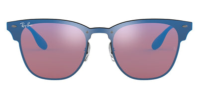 Ray-Ban® Blaze Clubmaster RB3576N RB3576N 153/7V 47 - Demi Gloss Black with Dark Violet Mirrored Blue lenses Sunglasses