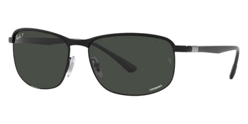 Ray-Ban® Chromance RB3671Ch RB3671CH 9144P1 60 - Black On Silver with Polarized Dark Green lenses Sunglasses