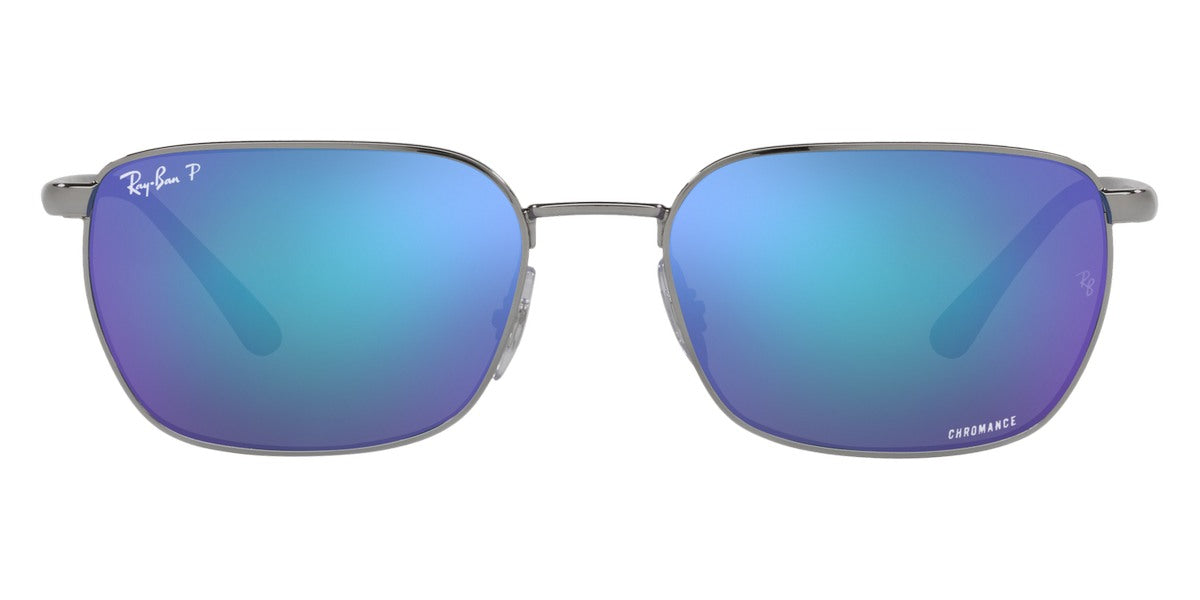 Ray-Ban® Chromance RB3684Ch RB3684CH 004/4L 58 - Gunmetal with Polarized Gray Mirrored Blue lenses Sunglasses